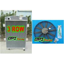 56mm 27'' up to 700HP custom aluminum radiator chevy 350 V8 M/T 1935 1936 &fan